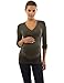 PattyBoutik Mama V Neck Empire Waist Maternity Tunic Top (Dark Olive Green M)