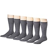 James Fiallo Men's 6 or 12-Pair Diabetic Dress Crew Cotton Socks, Non-Binding, losse Top,