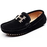 Shenn Children's Cute Comfortable Buckle Suede Leather Dress Loafers Shoes