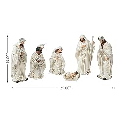 glitzhome 6Pcs Ivory Resin Nativity Figurines Sets