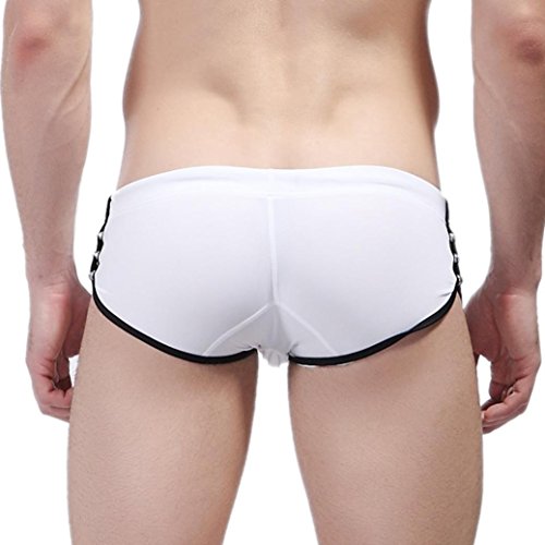 TOOPOOT Men's Swimming Trunks, Mens Boxer Swimming Briefs (M, White) - Thumbnail 3