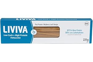 Liviva Keto, Low Carb & High Protein Fettuccine - Al Dente Pasta with Pea Protein, Mulberry Leaf & Konjac - 225g Pack, 27g Protein, 8g Net Carbs (Pack of 1)