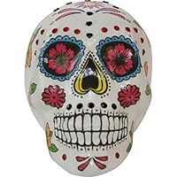 Haunted Hill Farm 5.5 in. Day of The Dead Sugar Skull | Decorative Flower Designs with Blue, Pink & Black | Lightweight | Day of The Dead Halloween Decorations | HHDODSKL-5S,Multicolor Haunted Hill Farm 5.5 in. Day of The Dead Sugar Skull | Decorative Flower Designs with Blue, Pink & Black | Lightweight | Day of The Dead Halloween Decorations | HHDODSKL-5S,Multicolor