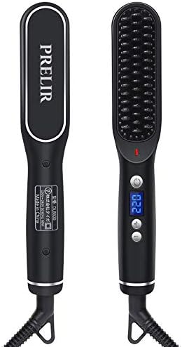 PRELIR ストレートヒートブラシ ミニ ヘアアイロン ブラック 海外対応 温度調節対応 MAX220℃ 急速加熱 セラミックコーディング 自動電源オフ