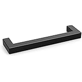Goldenwarm 10 Pack 5 Inch Black Cabinet Handles Kitchen - Matte Black Drawer Pulls Stainless Steel - 128mm Cabinet Hardware S