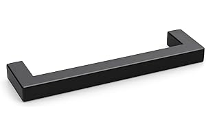 goldenwarm 10 Pack 5 Inch Black Cabinet Handles Kitchen - Matte Black Drawer Pulls Stainless Steel - 128mm Cabinet Hardware Square Bar Modern Cabinet Pulls for Kitchen Bathroom Cupboard