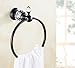 AUSWIND Antique Black Crystal Towel Ring Solid Brass Wall Mounted Bathroom Hardware HZ4