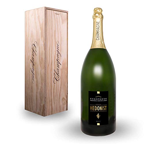 Hedonist® Champagner Brut 6 L | 100% Pinot Meunier | edles Design | feine Aromen | inkl. Holzkiste | exklusiv aus…