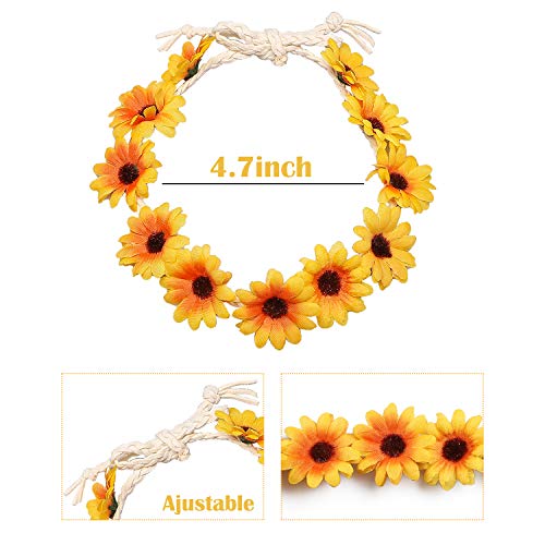 image for R HORSE 7 Pcs Hippie Costume Set Peace Sign Necklaces Flower Headband 