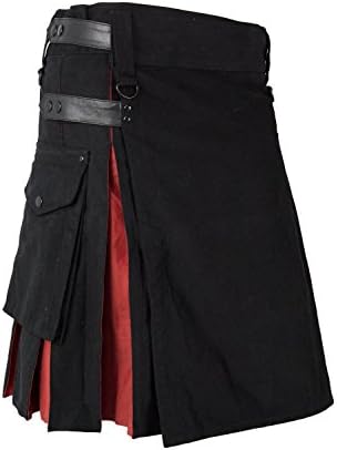 Verillas Men's Hybrid V-Kilt Kilt Renaissance Rocker Garb 38 Black &amp;Purple