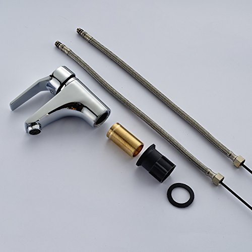 FChome Bathroom Sink Faucet Basin Faucets Brass Single Hole Mixe Tap Deck Mounted, Polished Chrome