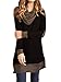 Famulily Women's Cowl Neck Tops Two Tone Color Block Pullovers Elbow Patchs Loose Long Tunic Blouse (X-Large, Black)
