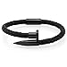 SEVENSTONE Braided Leather Nail Bracelet for Men Women Stainless Steel Charm Cuff Wristband Bangle Father's Day