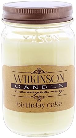 Wilkinson Candle Co. Mason Jar Soy-Lotion Candle (16 Ounce, Birthday Cake)