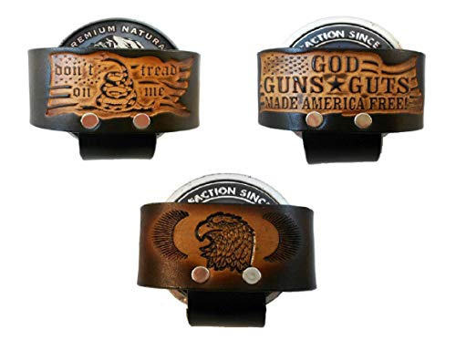 Leather Snuff Can Holder, Holster, Chewing Tobacco Case, Handcrafted, Many Tooled Designs