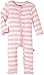 KicKee Pants Essentials Girls Ruffle Coverall- Lotus Stripe, 0- 3 Months