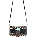 Justin West Tooled Western Leather Turquoise Stone Fringe Studded Shoulder Concealed Carry Handbag Purse (Black Tote and wallet)