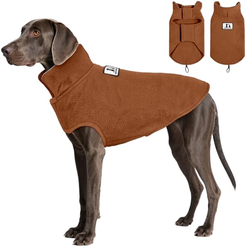 DENTRUN Dog Fleece Coat - Small to Large Dogs, Winter Warm Jacket & Sweater, Reflective, Soft, Adjustable