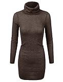 JJ Perfection Women's Bodycon Long Sleeve Turtleneck Ribbed Mini Dress