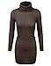 JJ Perfection Women's Ribbed Long Sleeve Turtleneck Bodycon Mini Dress