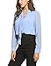 ACEVOG Chiffon Blouses Womens Long Sleeve Collared Work Blouse with Tie Light Blue Medium