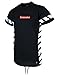 SCREENSHOTBRAND-S11707R Mens Hipster Hip-Hop Premium Tees - Stylish Longline Center Logo Latest Fashion T-Shirt Side Stripe Print-Black-2XLarge