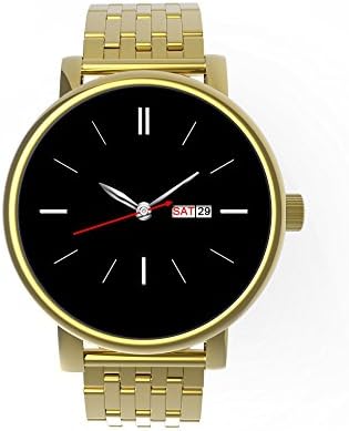 EZIIX Bluetooth Water Resistant Touchscreen Smart Watch for iOS and Android with Stainless Steel Case and Metal Band (Yellow)