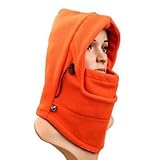 Eforstore 6 in 1 Thermal Fleece Balaclava Hat Hood Police Swat Ski Bike Wind Stopper Face Mask New Caps Neck Warmer (Orange)