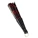 Newstarfactory Peacock Feather Red Sequins Design Black Plastic Folding Hand Fan