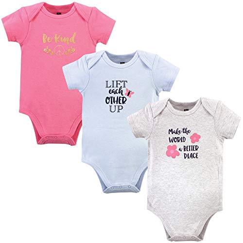 Hudson Baby Unisex Baby Cotton Bodysuits, Be Kind Girl, 0-3 Months