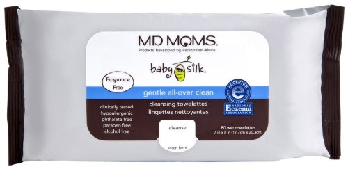 Baby Wipes by MD Moms (80ct) - Eczema Approved Hypoallergenic for Sensitive Skin (Fragrance Free)