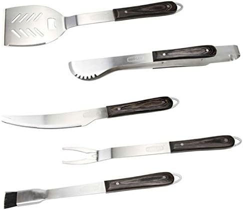 5 Piece Barbecue Wood Handle Tool Set