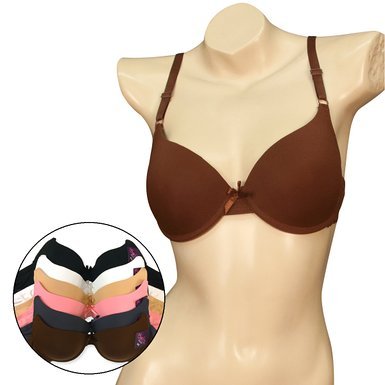 MaMia Women's 6 Push Up Bras Lot Solid Colors Lace Various Styles (36B, assorted 4)