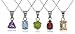 Sterling Silver Necklace Set with Five Pendant Gemstones