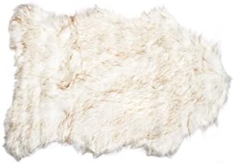Luxe Gordon Faux Fur Rug with Soft and Fluffy Pile | Machine Washable Living Room Rug with Anti-Slip Backing | Cruelty-Free Area Rugs for Office or Bedroom, Gradient Tan, 2 ft x 3 ft