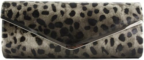 leopard print patent clutch bag