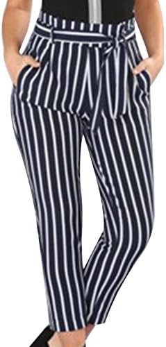 Women's Striped Elastic High Waist Slim Fit Loose Casual Long Pants