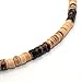 Green Nipa Hut Surfer Necklace Made from Dark Brown, Light Brown and Tiger Brown Coco Beads, Barrel Lock (16 in)
