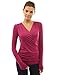PattyBoutik Women's Faux Wrap Long Sleeve Pullover Blouse
