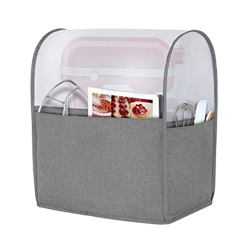 Luxja Dust Cover for 6-8 Quart Stand Mixer, Cover (Opaque Top) with Pockets for Stand Mixer and Extra Accessories (Compatible with 6-8 Quart KitchenAid Mixers), Gray (Patented Design)