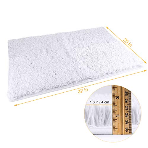 SHEEPPING 20" X 32"Shaggy Bath Rug, Door Mat, Efficient Water Absorption, Thick, Anti-Slip and Plush Bath Mat for Bathroom, Living Room and Laundry Room(White)