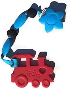 SillyMunk TM Silicone Teething Clip- Red Train
