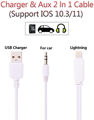 LONSUN Aux Cord for iPhone 7, iPhone 7 Plus Aux Adapter, USB charging plug/3.5mm Audio Cable Lightning Car Aux Charger Adapter for iPhone 7/7 Plus, Perfect for Car/Home Stereos(Supports iOS 10 / 11)