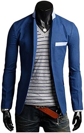 HeSaid Mens Slim Fashion Sport Suit Jacket,Navy 1,US S / Label L