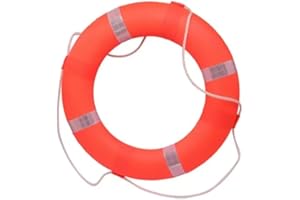 Life Preserver Ring Swimming Pool Safety Throwing，Foam Lifebuoy，with Reflective Strip, Orange 19.6In-0568
