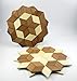 SPL Woodcraft Set of 2 Wooden Trivet for Hot Dishes - Compact and Light - Mix of Beechwood and Ash - Handmade Mosaic - Big Coaster - 6 inch. - Unique Art Decor in the Kitchen - Made in Ukraine
