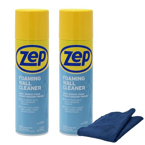 Zep Foaming Wall Cleaner 18 oz (2 Units) and a Blue Microfiber Rag ECBD026-2-Pa…