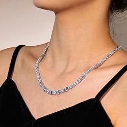 FANCIME Sterling Silver Created Aquamarine Tennis