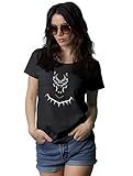 Decrum Womens Black Panther Party Shirts For Womens Superhero Short Sleeve Tee | Mask & Necklace, S