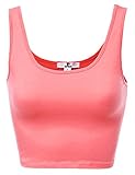 Basic Solid Sleeveless Crop Tank Tops Neon Orange Size M